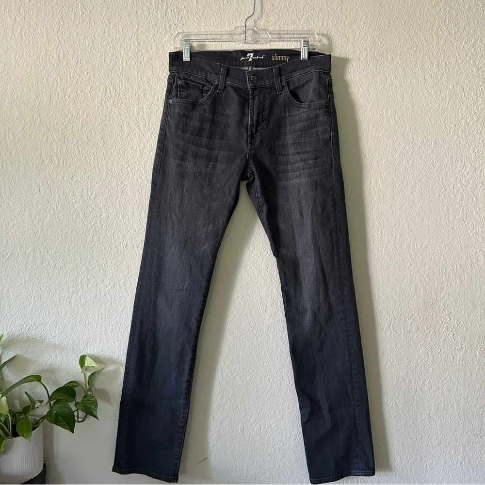 7 For All Mankind Grey Slim Jeans—Size 30Wx32L